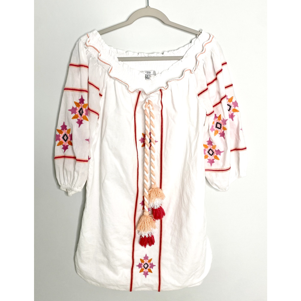Q&A Los Angeles Lined Embroidered Top Women's floral Size M